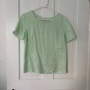 J. Crew Light Green Lace Blouse